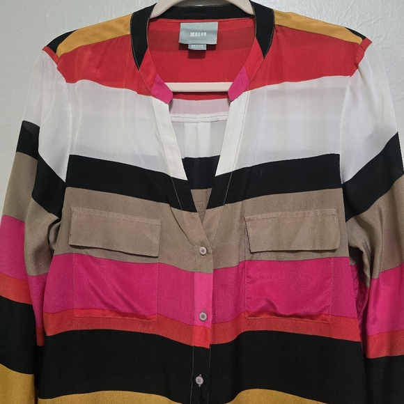 Anthropologie Maeve Stripe 100% Silk Blouse - Picture 2 of 6